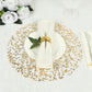 10 Pack White Mesh Organza Dining Table Mats with Gold Foil Leaf Vines, Floral Round Disposable Placemats - 13"