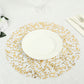 10 Pack White Mesh Organza Dining Table Mats with Gold Foil Leaf Vines, Floral Round Disposable Placemats - 13"