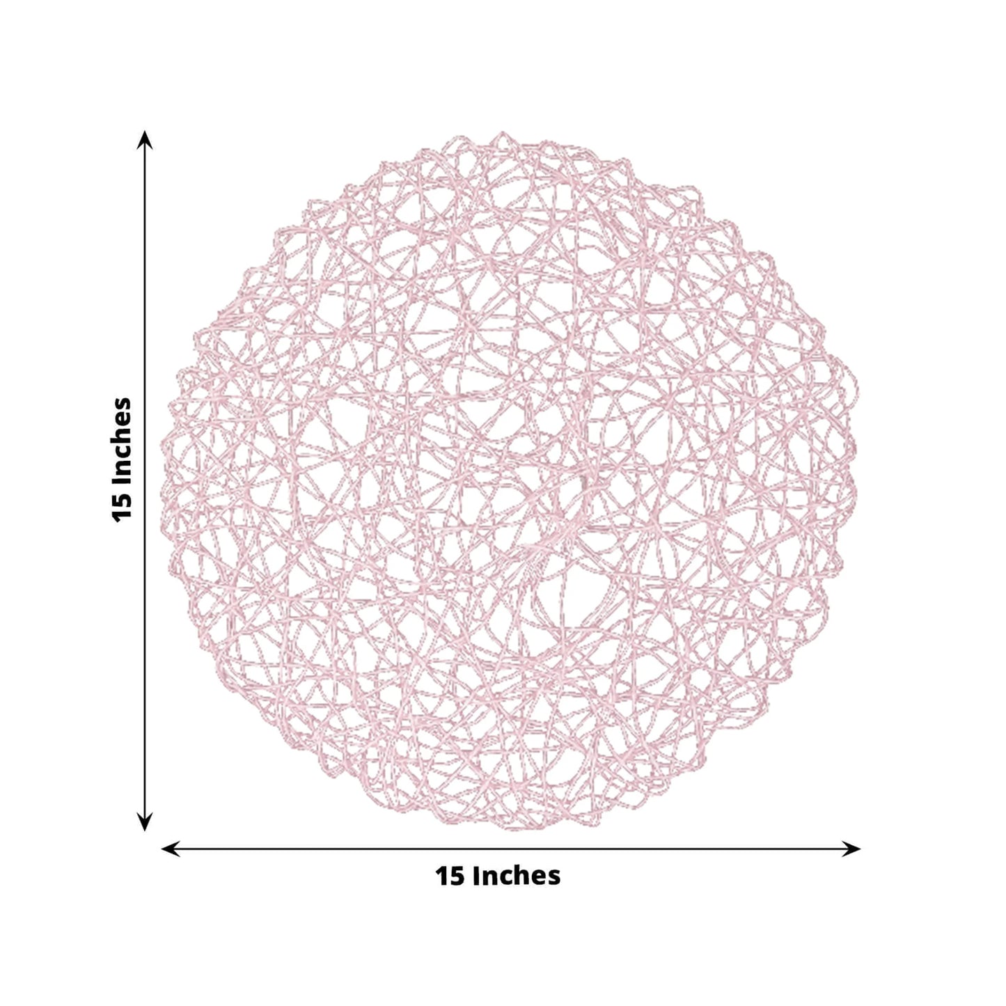 6 Pack Blush Woven Fiber Disposable Placemats, Round Table Mats 15"