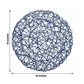 6-Pack Table Placemats Woven Fiber Design Denim Blue Round - Disposable Mats for Dining and Events 1