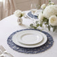 6-Pack Table Placemats Woven Fiber Design Denim Blue Round - Disposable Mats for Dining and Events 1