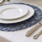 6-Pack Table Placemats Woven Fiber Design Denim Blue Round - Disposable Mats for Dining and Events 1