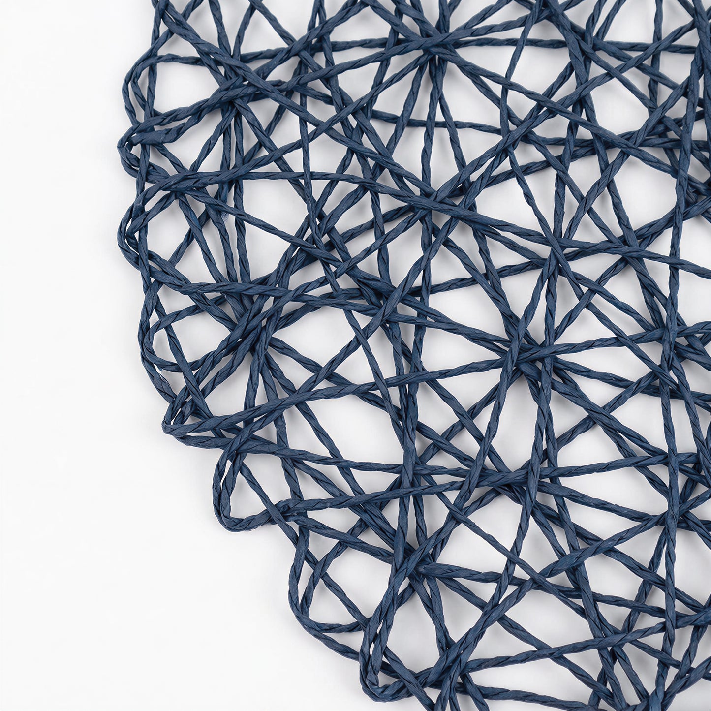 6-Pack Table Placemats Woven Fiber Design Denim Blue Round - Disposable Mats for Dining and Events 1