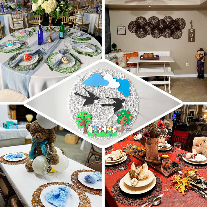 6 Pack | 15" Olive Green Woven Fiber Placemats, Round Table Mats