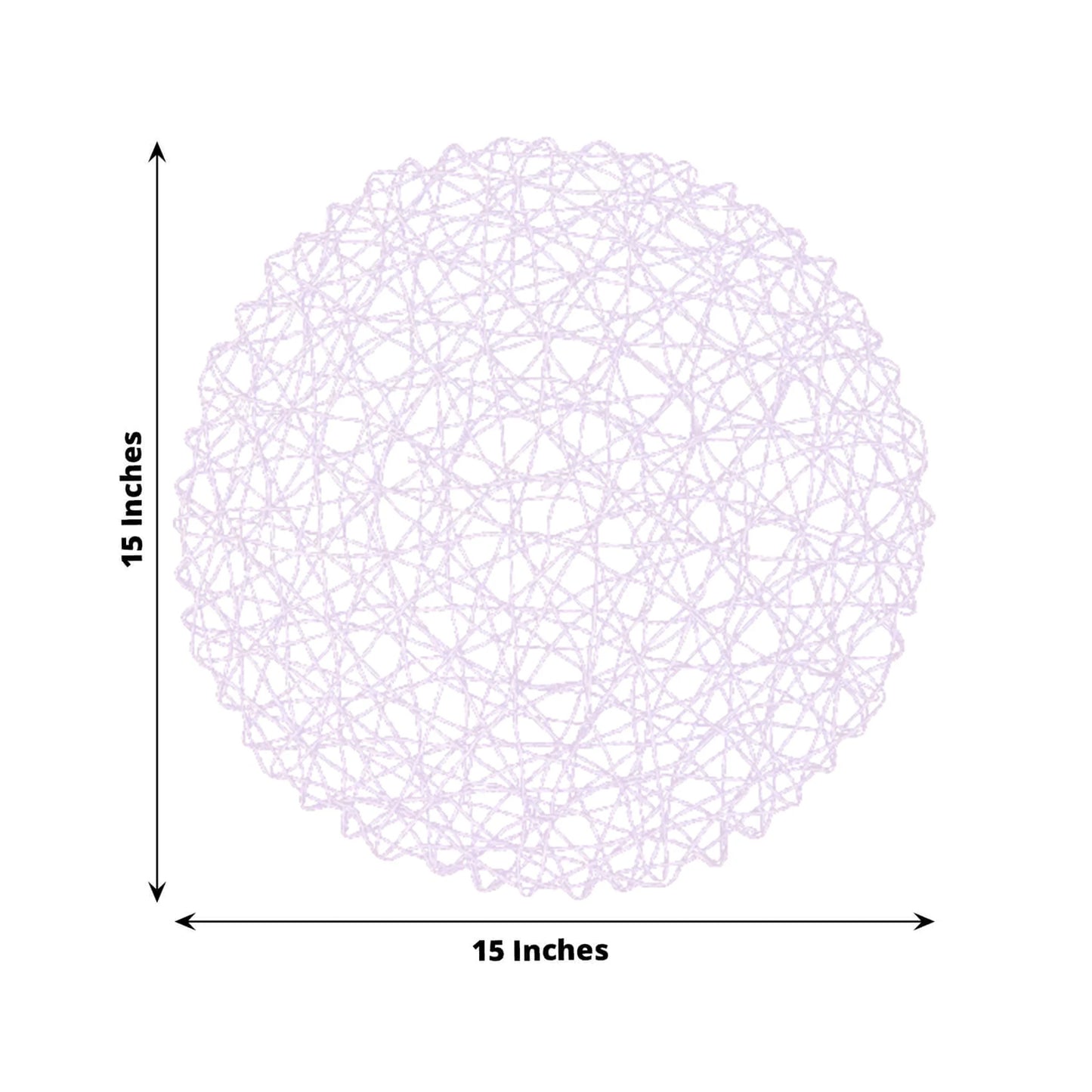 6 Pack Lavender Lilac Woven Fiber Disposable Placemats, Round Table Mats 15"