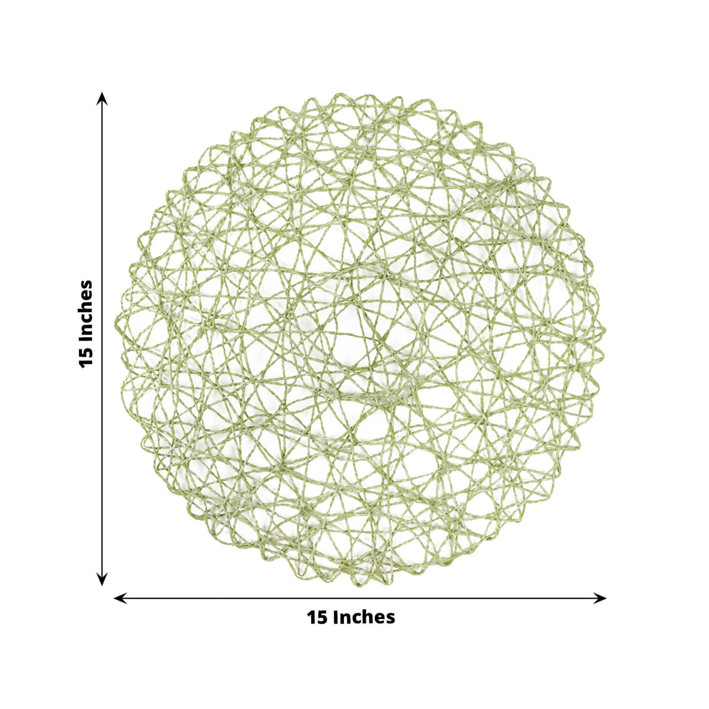 6-Pack Table Placemats Woven Fiber Design Sage Green Round - Disposable Mats for Dining and Events 15"