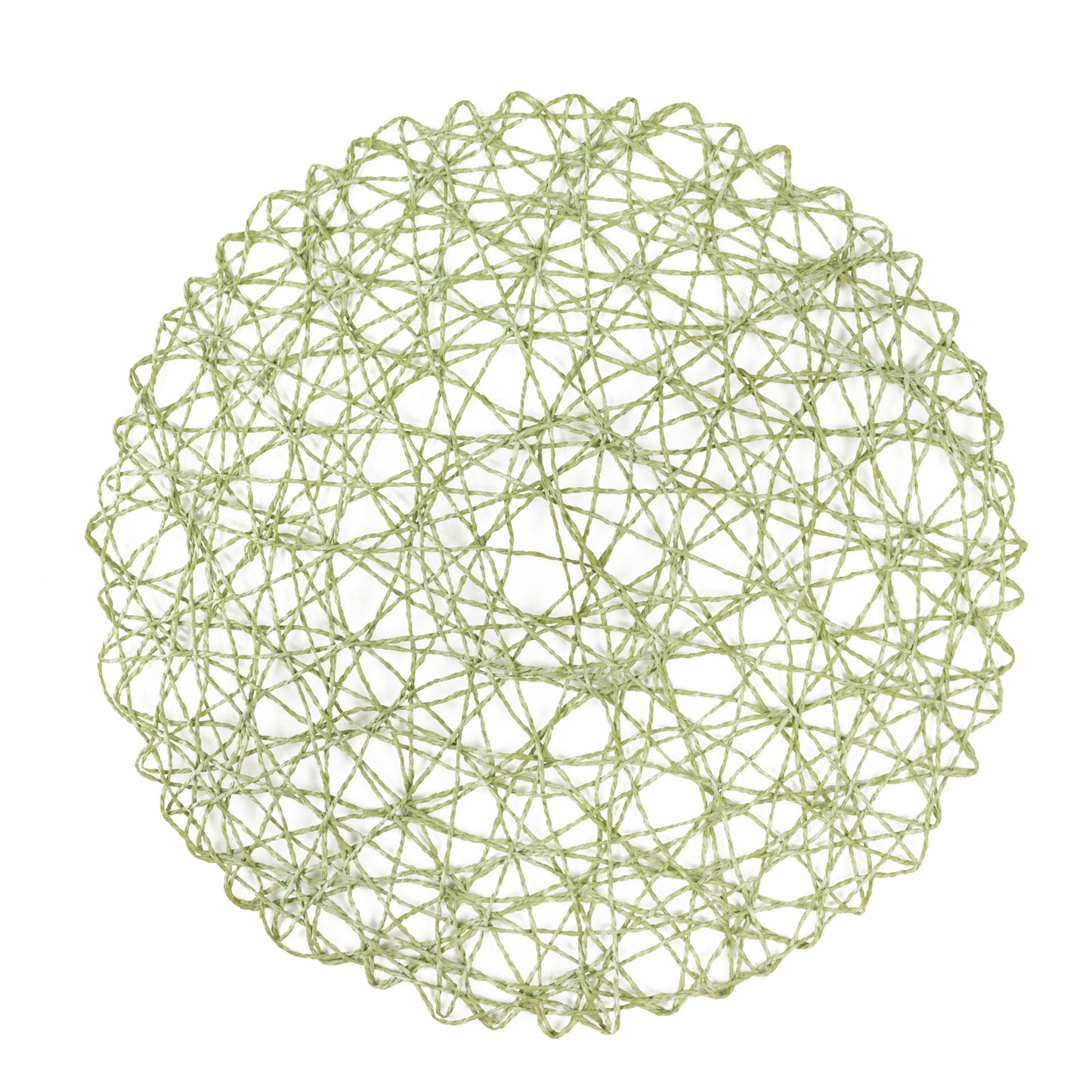 6-Pack Table Placemats Woven Fiber Design Sage Green Round - Disposable Mats for Dining and Events 15"