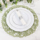 6-Pack Table Placemats Woven Fiber Design Sage Green Round - Disposable Mats for Dining and Events 15"