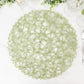 6-Pack Table Placemats Woven Fiber Design Sage Green Round - Disposable Mats for Dining and Events 15"