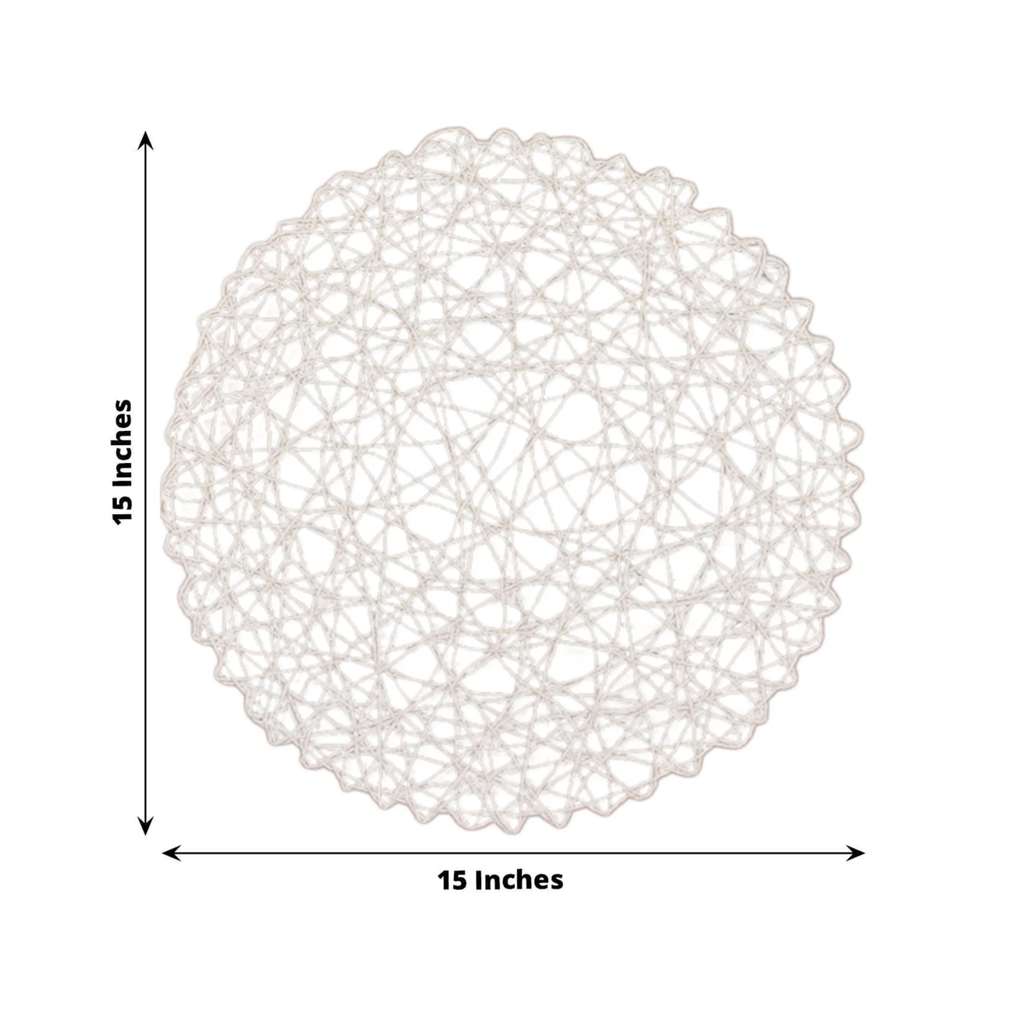 6 Pack White Woven Fiber Disposable Placemats, Round Table Mats 15"