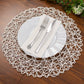 6 Pack White Woven Fiber Disposable Placemats, Round Table Mats 15"