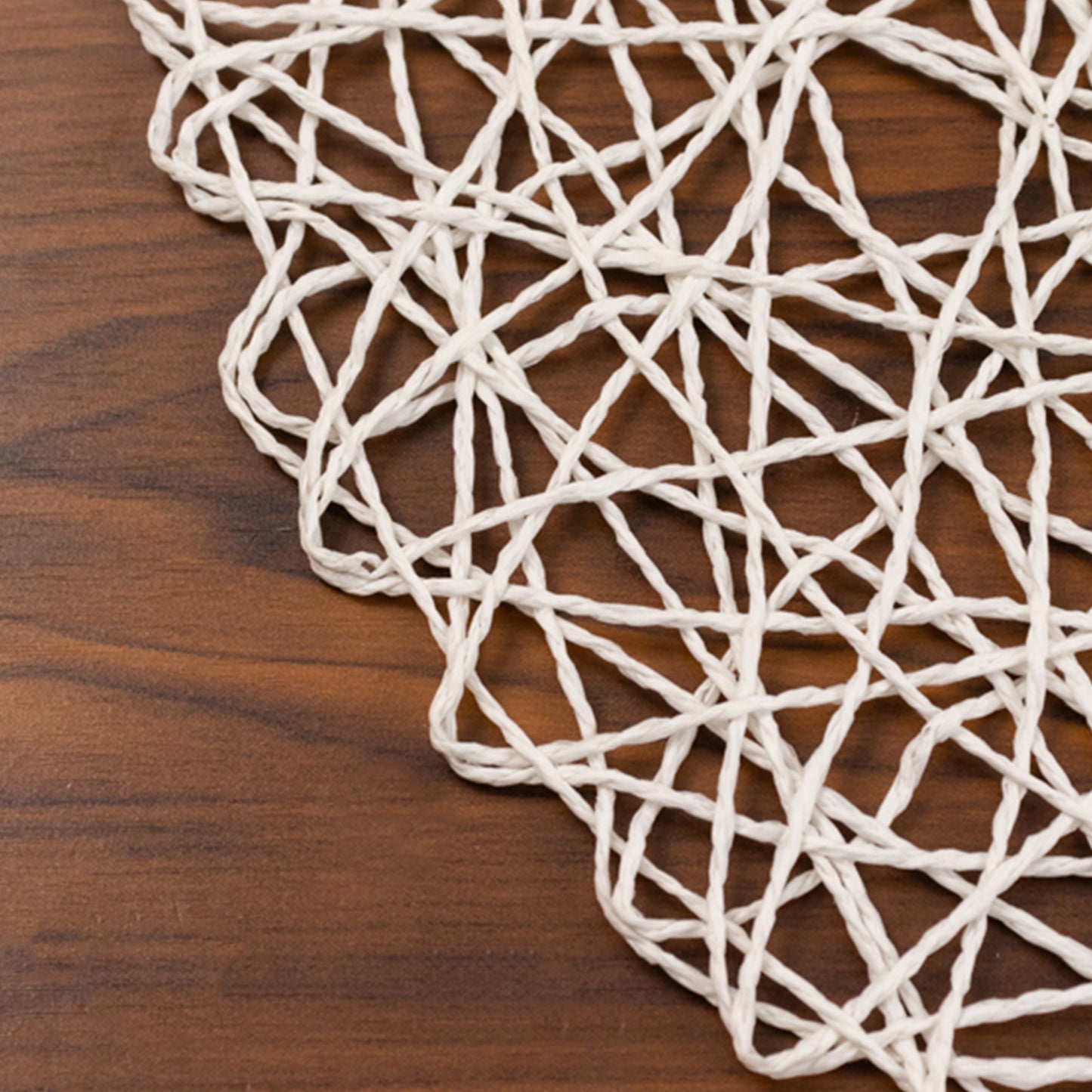 6 Pack White Woven Fiber Disposable Placemats, Round Table Mats 15"