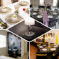 Black vinyl placemats, decorative woven non-slip round table mats, 15".