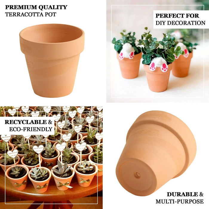 24 Pack 2.5" Small Mini Terracotta (Rust) Pot Clay Succulent Planter Ceramic Favor Buckets
