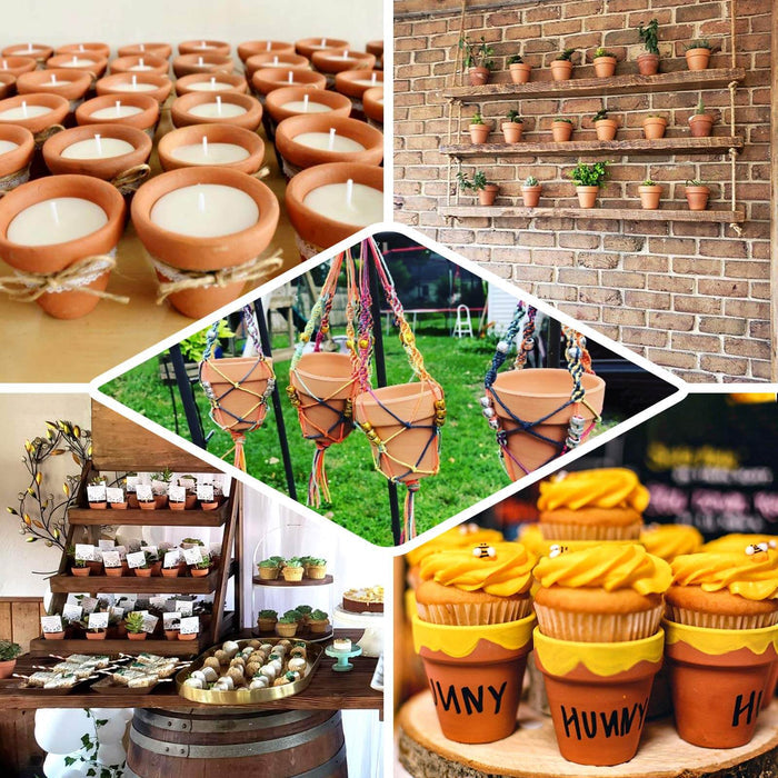 24 Pack 2.5" Small Mini Terracotta (Rust) Pot Clay Succulent Planter Ceramic Favor Buckets