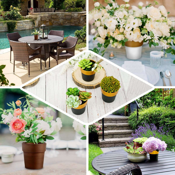 Rustic brown small flower plant pots, ideal for indoor decor.