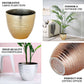 Metallic silver textured finish large indoor flower plant pot.