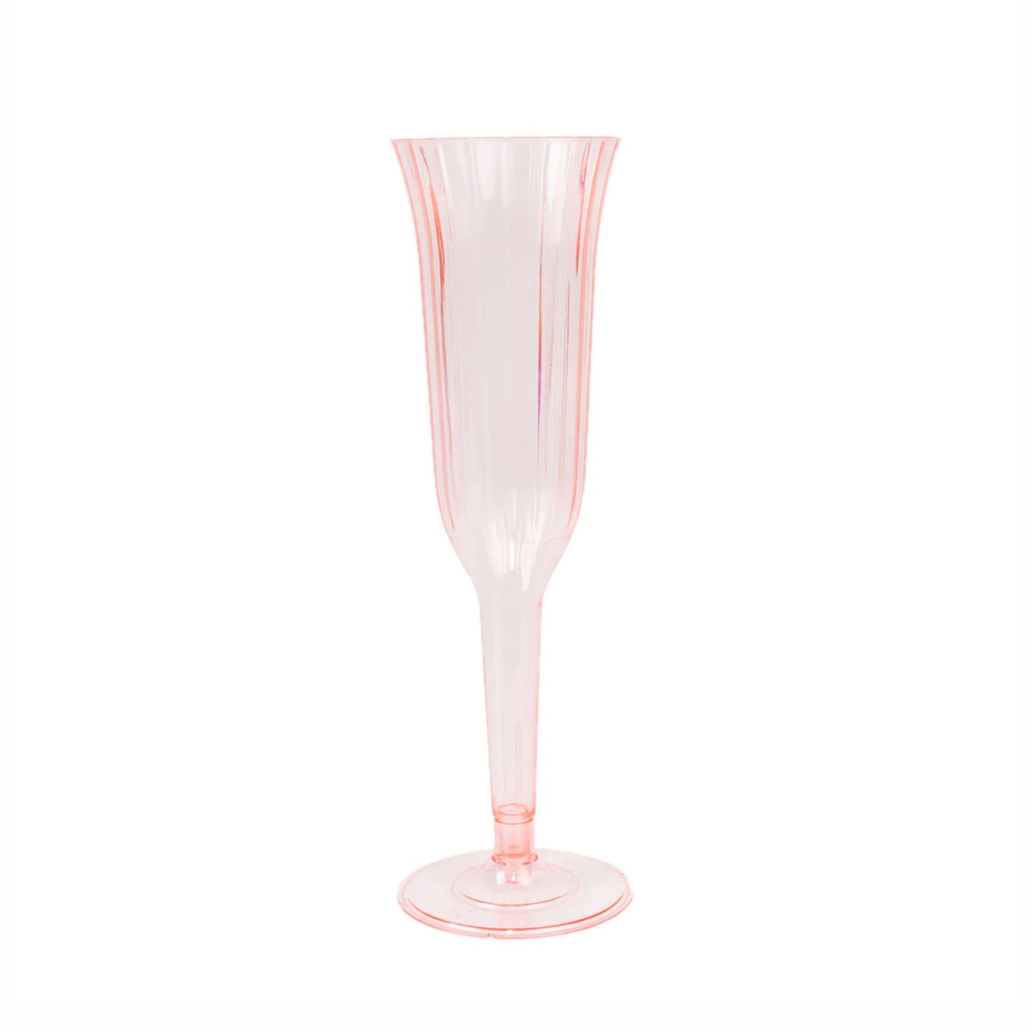 24-Pack Plastic Champagne Flutes Transparent Blush Flared Design - Lightweight Disposable Toasting Glasses 6oz