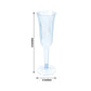 Transparent dusty blue disposable champagne flute, 6oz, flared design.