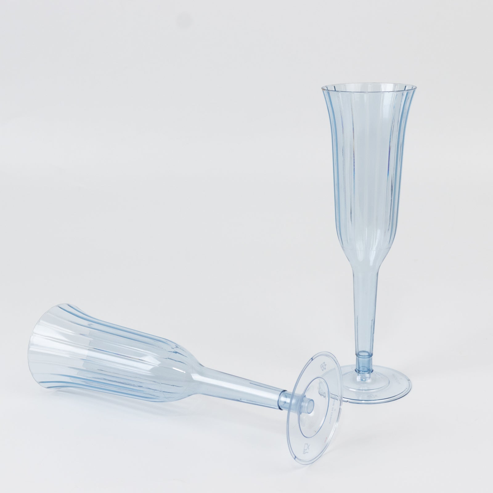 24-Pack Dusty Blue Disposable Champagne Flutes - Lightweight Toasting Glasses