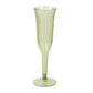 Dusty sage green plastic champagne flute, lightweight and disposable, 6oz capacity.