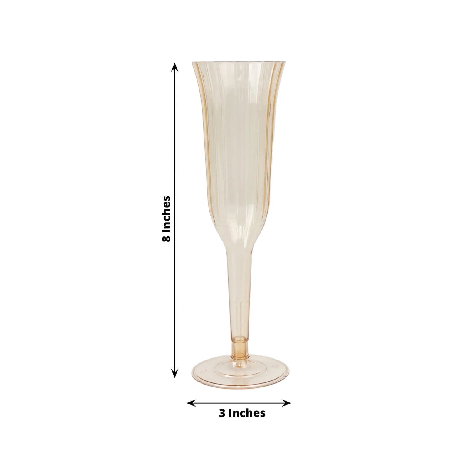 Transparent amber gold flared disposable champagne flute, 6oz.