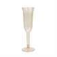 Transparent amber gold flared disposable champagne flute.