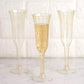 24-Pack Plastic Champagne Flutes Clear Gold Glitter Flared Design - Lightweight Disposable Toasting Glasses 6oz
