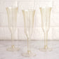 24-Pack Plastic Champagne Flutes Clear Gold Glitter Flared Design - Lightweight Disposable Toasting Glasses 6oz
