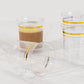 8 Pack 8oz Clear Plastic Coffee Mugs with Gold Stripes, Disposable Tea Cups with Handle - 3.5"