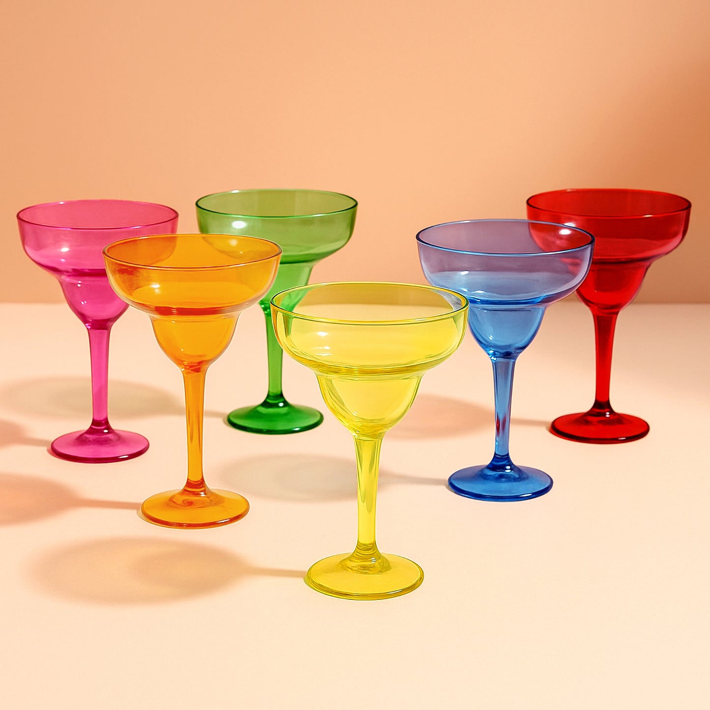 48-Pack 12oz Plastic Margarita Glasses - Assorted Colors, Reusable Cocktail Cups for Parties, Fiesta & Frozen Drinks