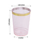 25 Pack Transparent Blush Plastic Tumbler Glasses with Gold Rim, 10oz Disposable Crystal Drinking Glasses Party Cups