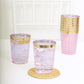 25 Pack Transparent Blush Plastic Tumbler Glasses with Gold Rim, 10oz Disposable Crystal Drinking Glasses Party Cups