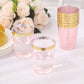 25 Pack Transparent Blush Plastic Tumbler Glasses with Gold Rim, 10oz Disposable Crystal Drinking Glasses Party Cups