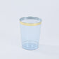 25 Pack Dusty Blue Crystal Plastic Tumbler Glasses with Gold Rim, 10oz Disposable Drink Glasses Party Cups