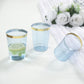 25 Pack Dusty Blue Crystal Plastic Tumbler Glasses with Gold Rim, 10oz Disposable Drink Glasses Party Cups