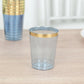 25 Pack Dusty Blue Crystal Plastic Tumbler Glasses with Gold Rim, 10oz Disposable Drink Glasses Party Cups