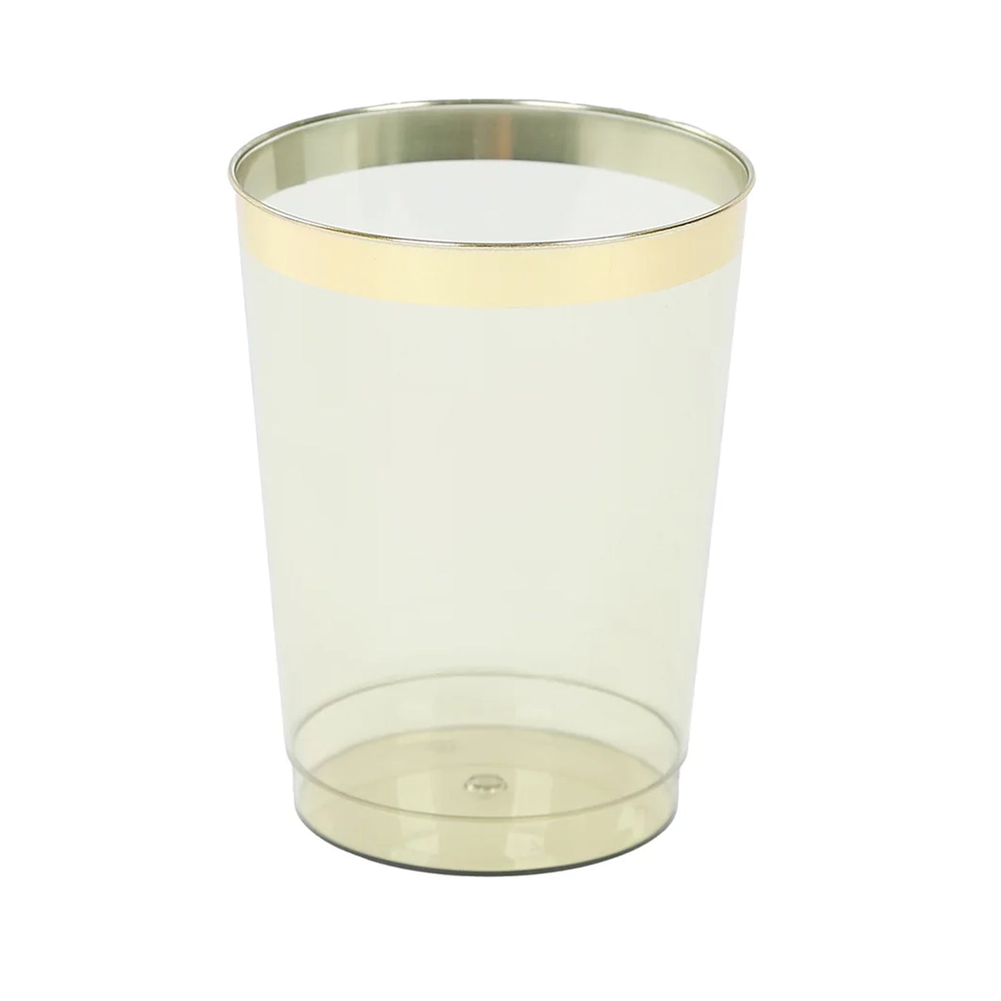 25-Pack Plastic Tumbler Cups Transparent Dusty Sage Green with Gold Rim - Stylish Disposable Party Glasses 10oz