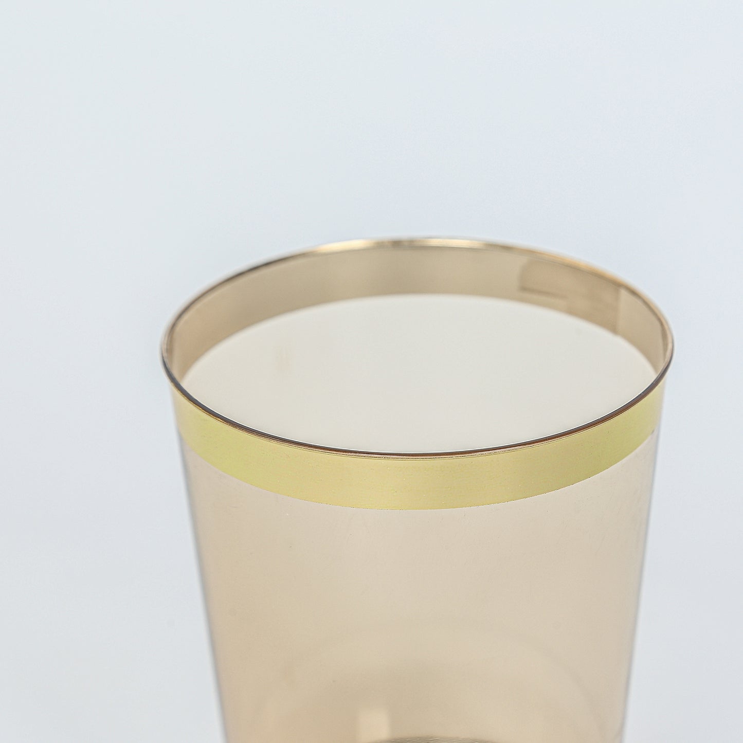 25 Pack Amber Gold Crystal Plastic Tumbler Glasses with Gold Rim, 10oz Disposable Drink Glasses Party Cups