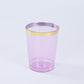 25 Pack Purple Crystal Plastic Tumbler Glasses with Gold Rim, 10oz Disposable Drink Glasses Party Cups