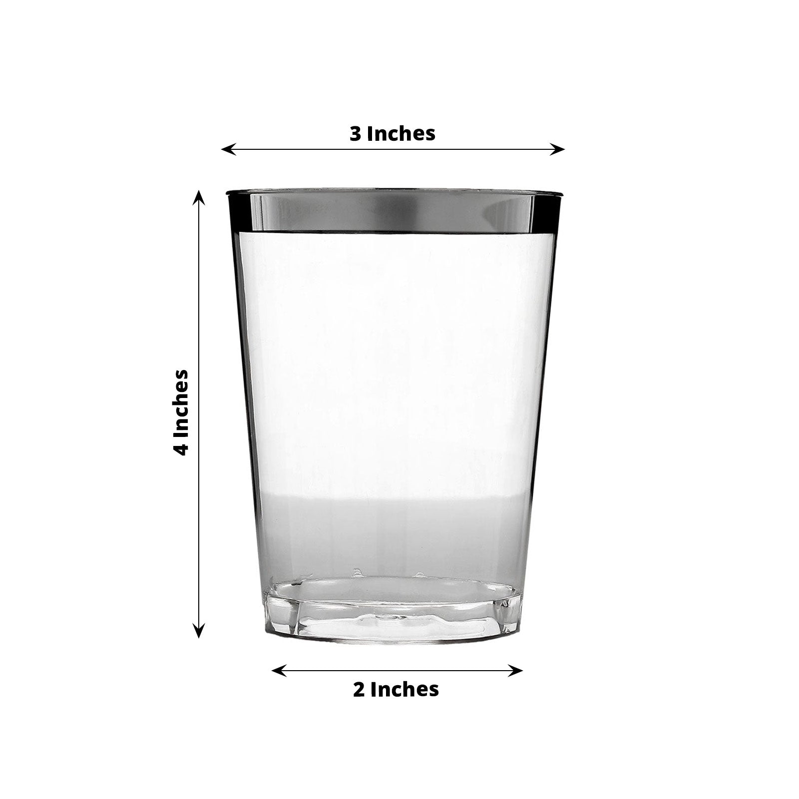 Plastic Glasses 10oz Silver Rimmed 25 Pack