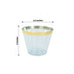 25 Pack 9oz Dusty Blue Disposable Tumbler Glasses with Gold Rim, Short Crystal Plastic Party Cups