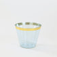 25 Pack 9oz Dusty Blue Disposable Tumbler Glasses with Gold Rim, Short Crystal Plastic Party Cups