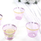 25 Pack 9oz Purple Disposable Tumbler Glasses with Gold Rim, Short Crystal Plastic Party Cups