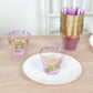 25 Pack 9oz Purple Disposable Tumbler Glasses with Gold Rim, Short Crystal Plastic Party Cups