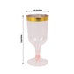 12 Pack Plastic Short Stem Wine Glasses Transparent Blush/Gold Rim - Stylish Disposable Drinkware 6oz