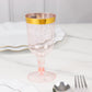 12 Pack Plastic Short Stem Wine Glasses Transparent Blush/Gold Rim - Stylish Disposable Drinkware 6oz