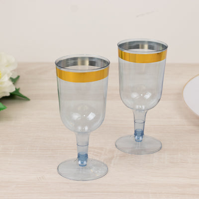 Transparent Dusty Blue Disposable Wine Glasses