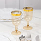 12 Pack Plastic Short Stem Wine Glasses Transparent Gold/Gold Rim - Stylish Disposable Drinkware 6oz