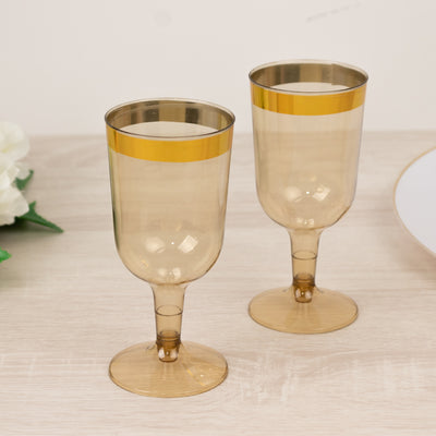 Transparent Gold Disposable Wine Glasses